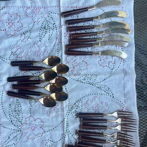 Wood and Brass charcuterie set